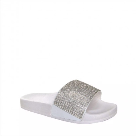 white sparkly slides